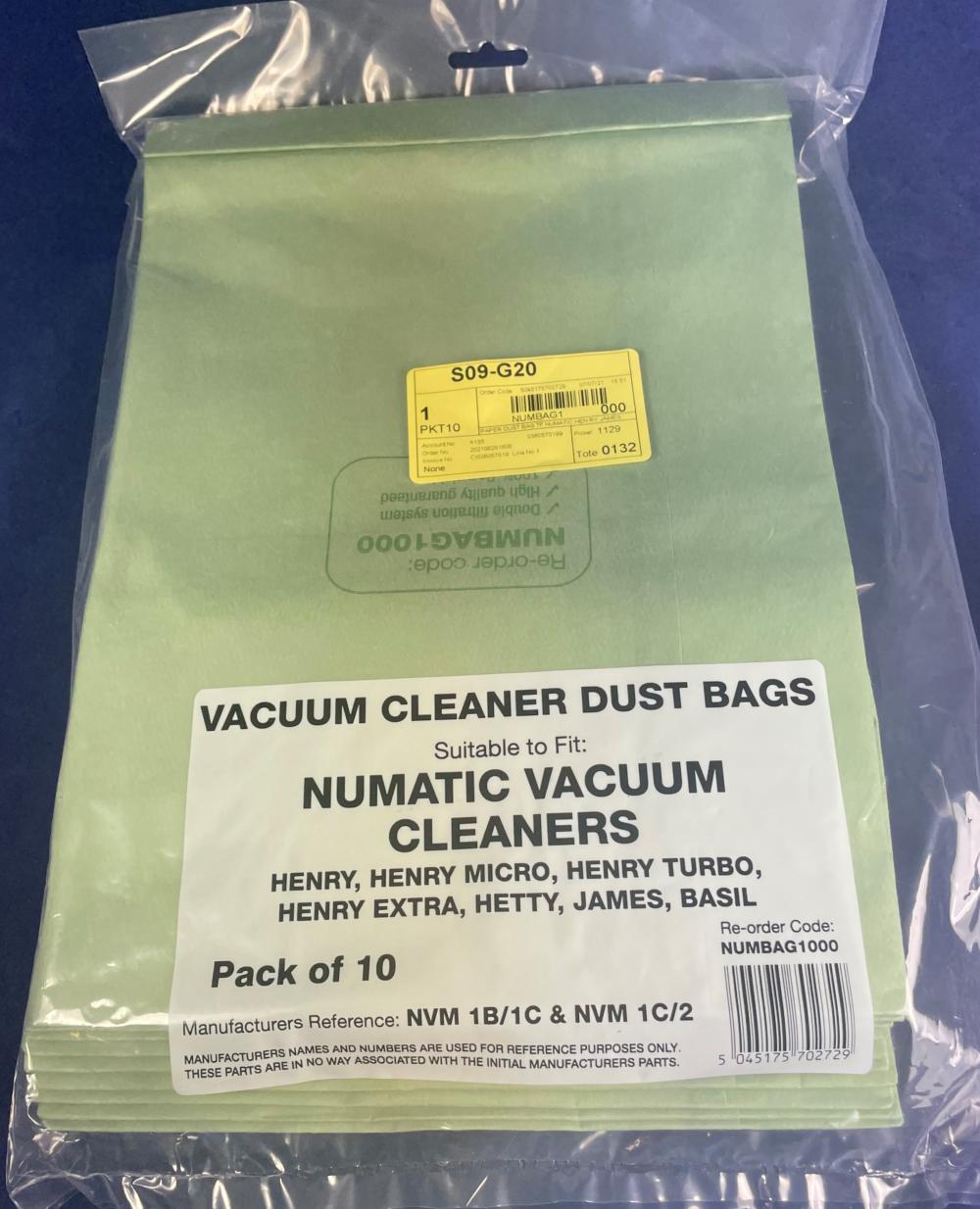 Basil (Numatic) Paper Dust Bag (Pack Of 10) - Pattern Part
