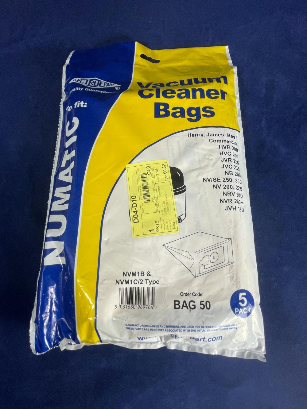 Basil (Numatic) Paper Dust Bag (Pack Of 5) - Pattern Part 